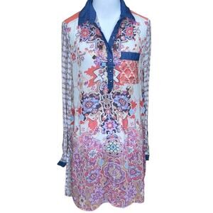 Smash! Printed Sheer Polyester Tunic Blouse M